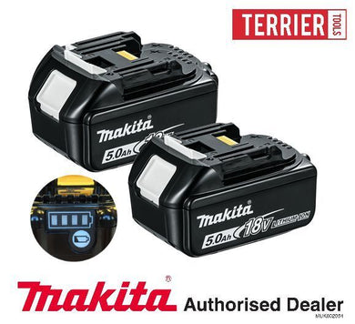 2 x Genuine Makita BL1850 18V 5Ah Li-Ion Batteries 196673-6