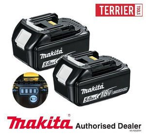 2 x Genuine Makita BL1850 18V 5Ah Li-Ion Batteries 196673-6