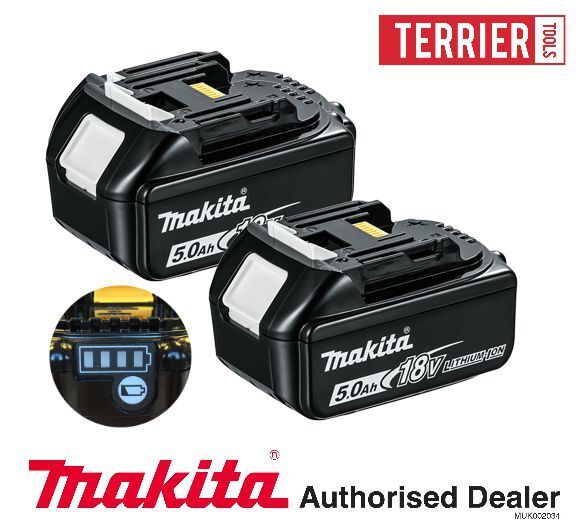 2 x Genuine Makita BL1850 18V 5Ah Li-Ion Batteries 196673-6