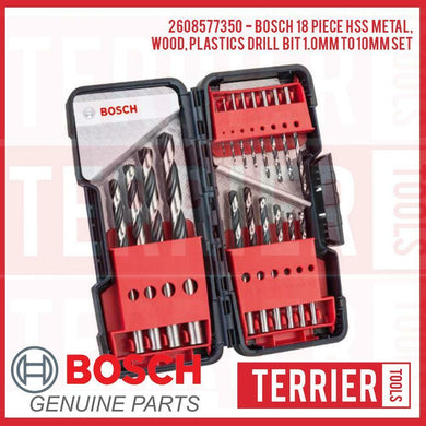 BOSCH 18 Piece HSS Metal, Wood, Plastics Drill Bit 1.0mm To 10mm Set, 2608577350